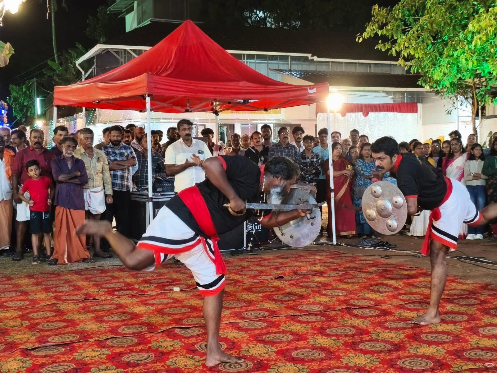 Live Kalaripayattu performance before an audience